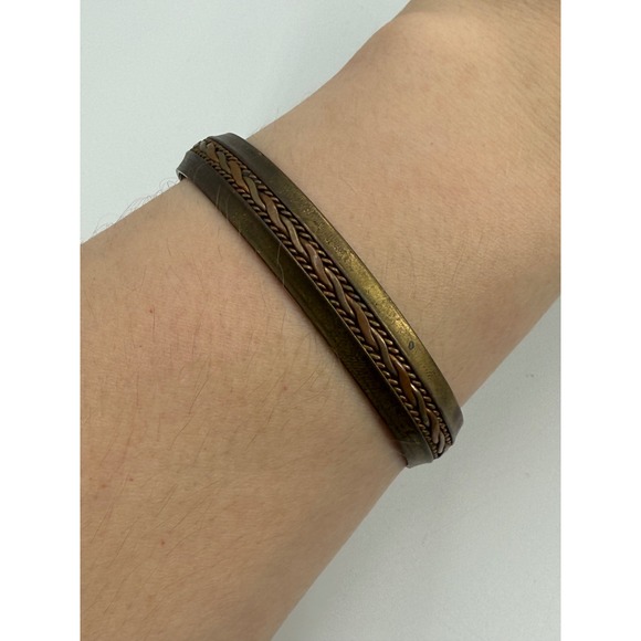 Jewelry - Vintage Braided Copper and Brass Cuff Bracelet Mixed Metal Boho Bangle